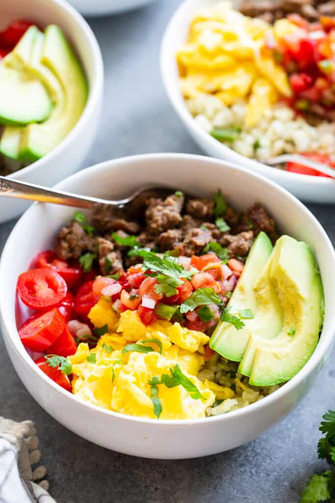 Loaded Breakfast Taco Bowls {Paleo, Whole30, Keto}