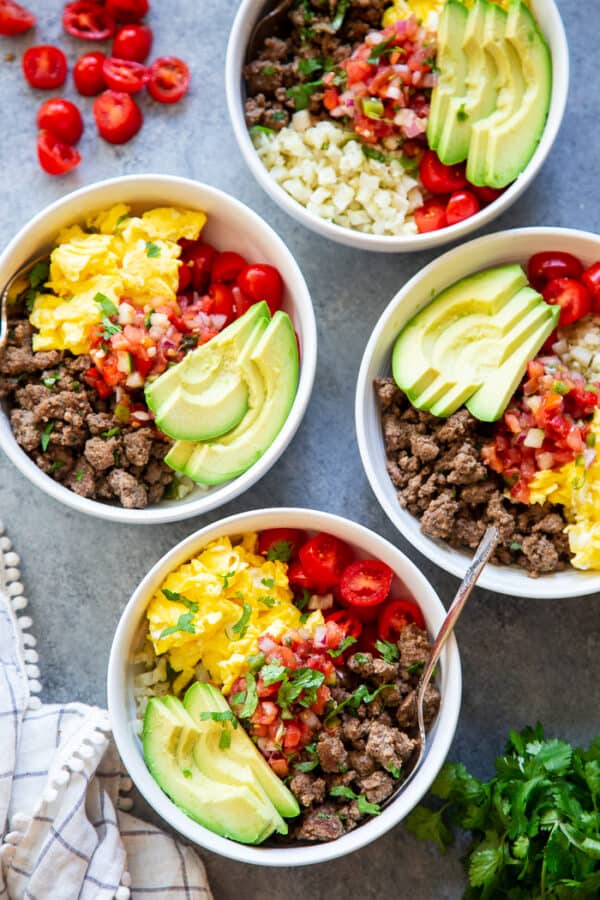 Loaded Breakfast Taco Bowls {Paleo, Whole30, Keto}