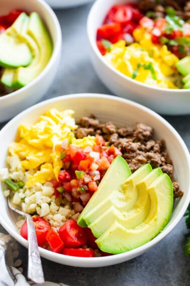 Loaded Breakfast Taco Bowls {Paleo, Whole30, Keto}