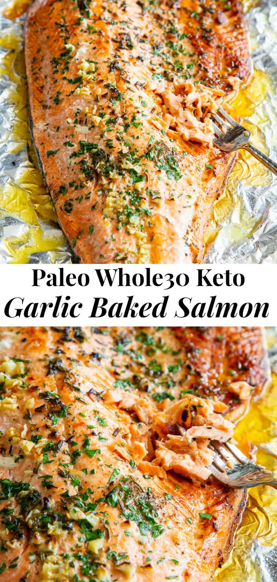 Baked Salmon in Foil with Garlic, Rosemary and Thyme {Whole30, Keto}