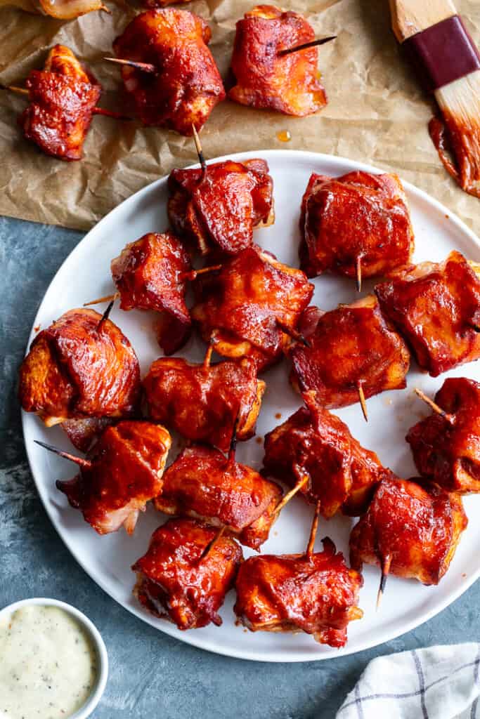 Bacon Wrapped BBQ Chicken Bites {Whole30}