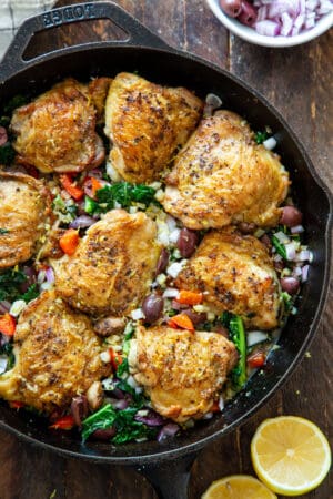 One Skillet Greek Chicken {Paleo, Whole30, Keto}