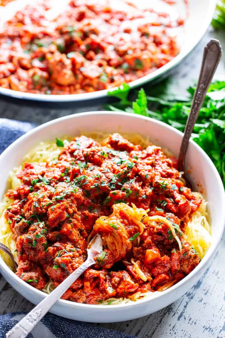 Spaghetti Squash Bolognese {Paleo, Whole30}