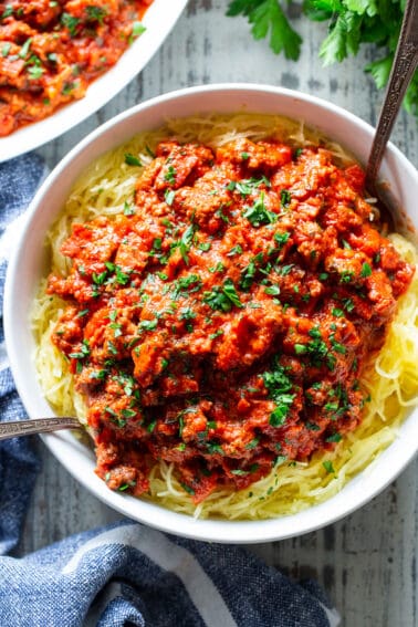 Spaghetti Squash Bolognese {paleo, Whole30}