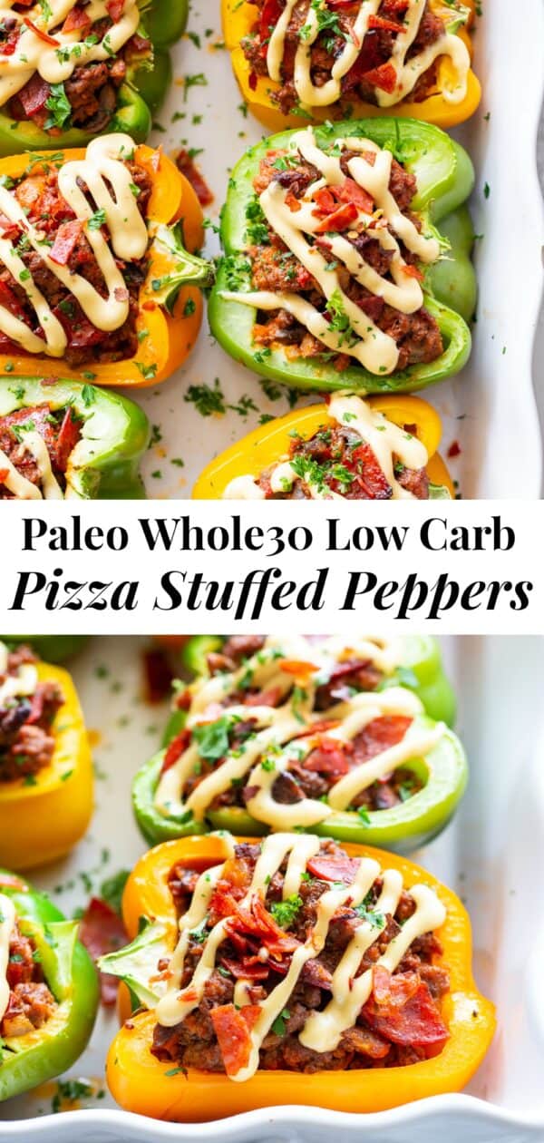 Pizza Stuffed Peppers {Paleo, Whole30} - The Paleo Running Momma