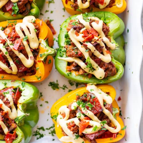 Pizza Stuffed Peppers {Paleo, Whole30} - The Paleo Running Momma