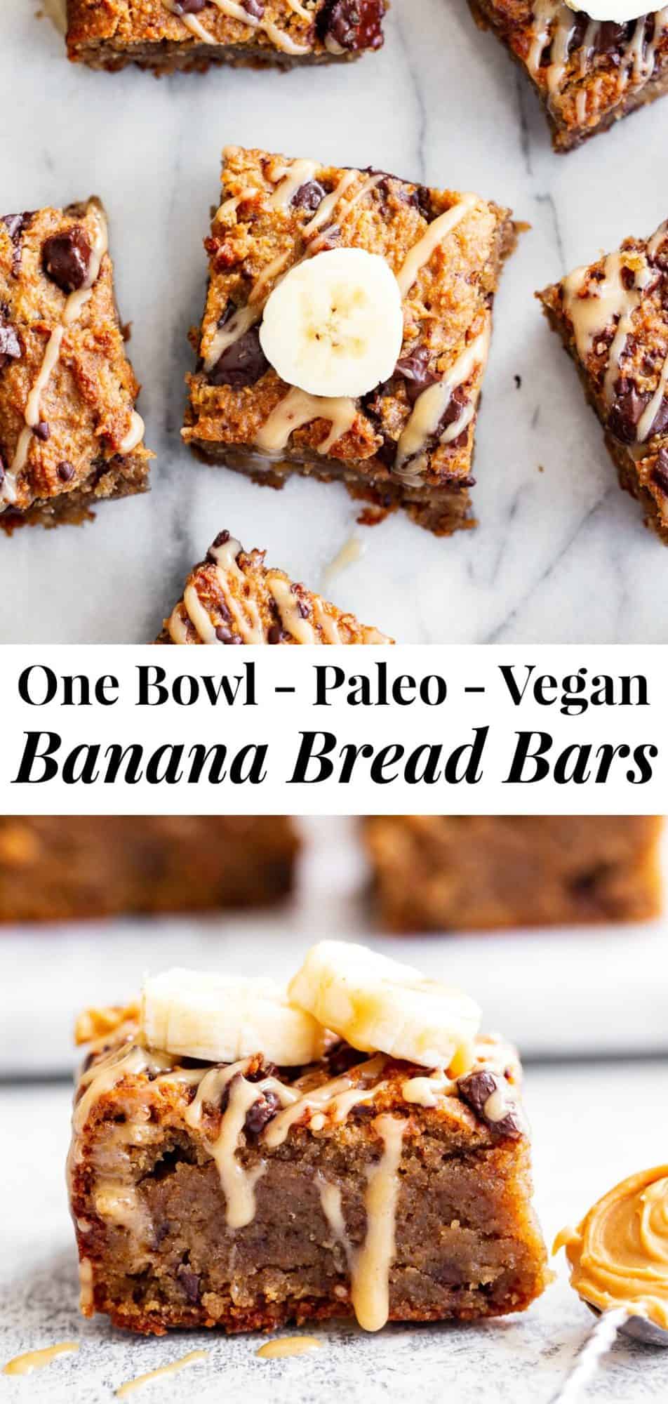 Almond Butter Banana Bread Bars {Paleo, Vegan, One-Bowl}