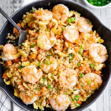 Shrimp Fried Cauliflower Rice {Paleo, Whole30, Keto}