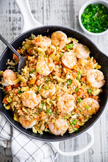 Shrimp Fried Cauliflower Rice {Paleo, Whole30, Keto}