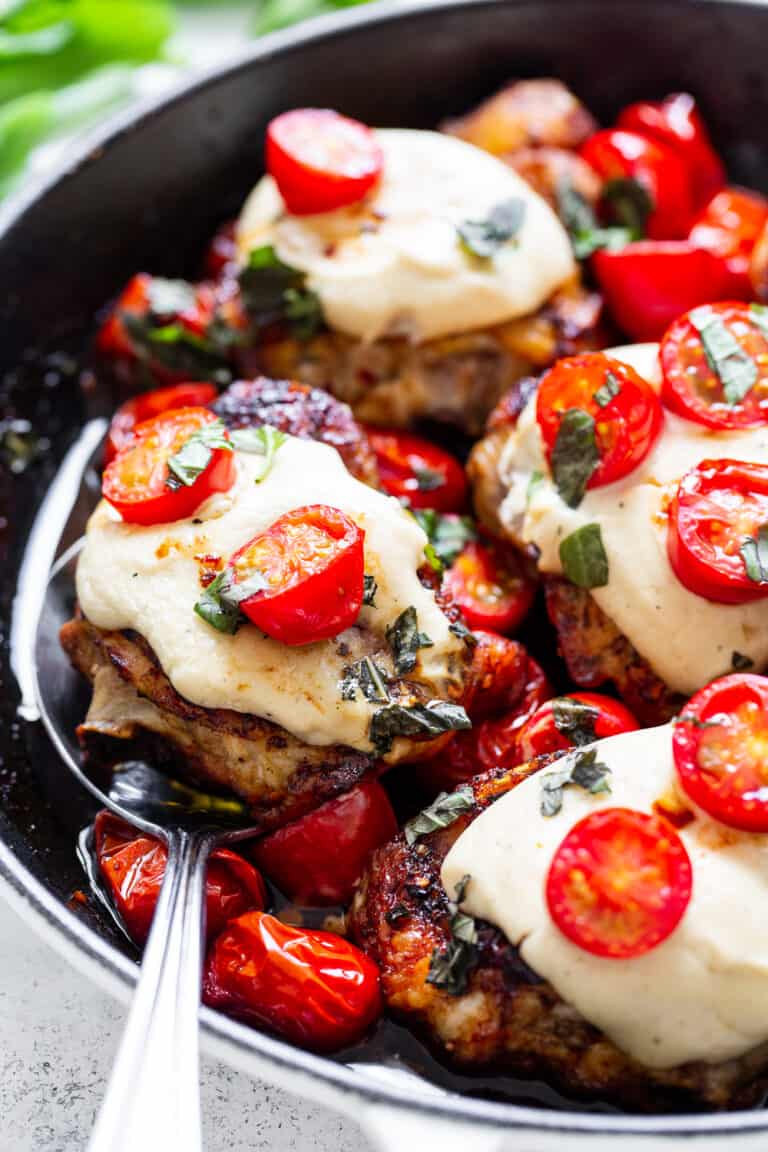 One-Skillet Caprese Chicken {Paleo, Whole30} Course