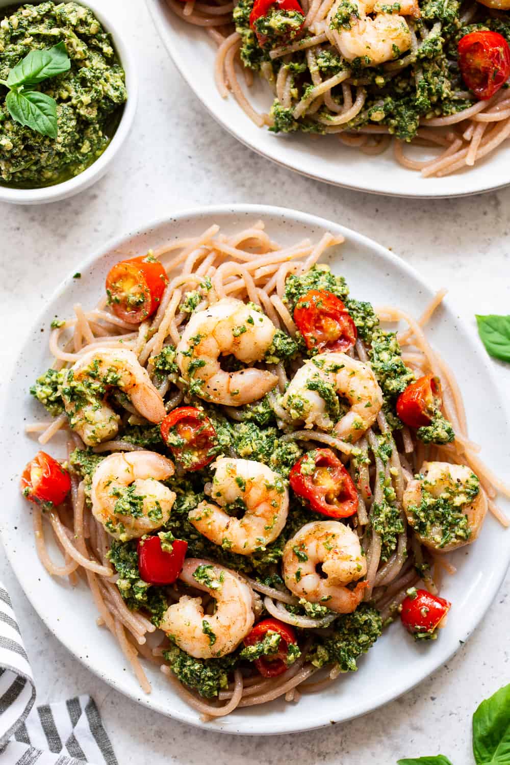 Zucchini Noodles with Avocado Pesto & Shrimp