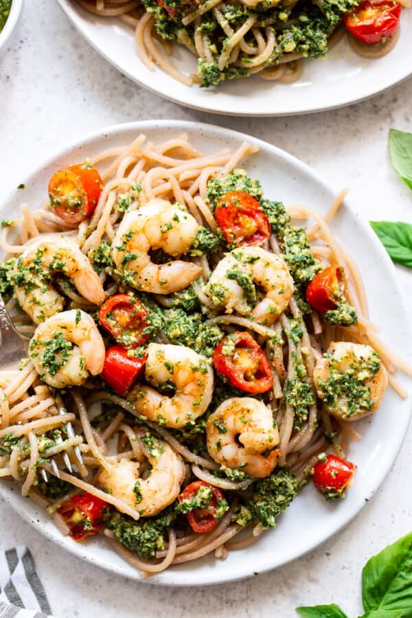 Shrimp Pesto Pasta {Paleo} - The Paleo Running Momma