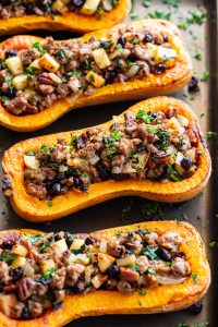 Sausage Stuffed Butternut Squash {Paleo, Whole30}