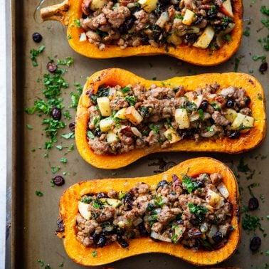 Sausage Stuffed Butternut Squash {Paleo, Whole30}