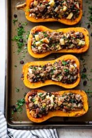 Sausage Stuffed Butternut Squash {Paleo, Whole30}