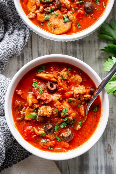 Paleo Pizza Soup {Whole30, Low Carb} - The Paleo Running Momma