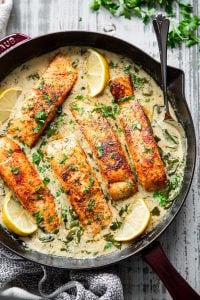 One-Skillet Paleo Dijon Salmon {Whole30, Keto}