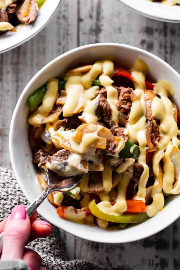 Paleo Philly Cheesesteak Bowls {Whole30, Keto}