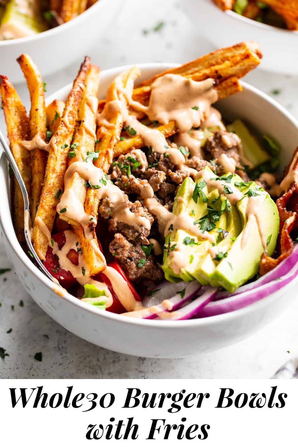 Paleo Burger Bowls with Fries {Whole30} - The Paleo Running Momma