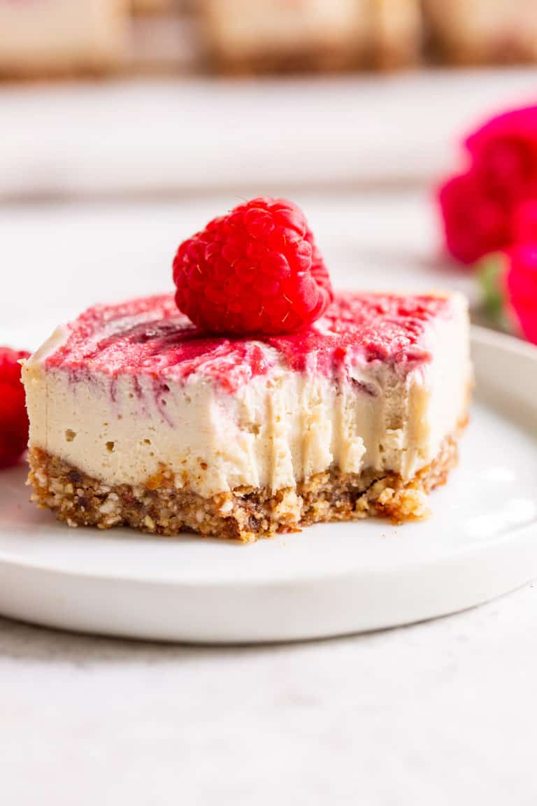 No Bake Raspberry Cheesecake Bars Paleo Vegan