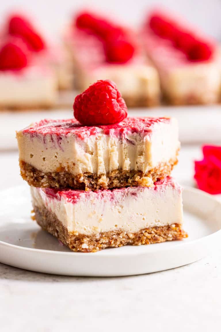 No Bake Raspberry Cheesecake Bars Paleo Vegan
