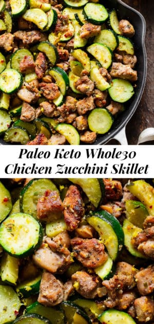 Lemon Garlic Chicken Zucchini Skillet {Paleo, Keto, Whole30}