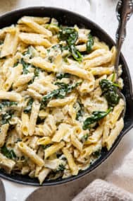 Creamy Spinach Artichoke Pasta {Paleo, Vegan}