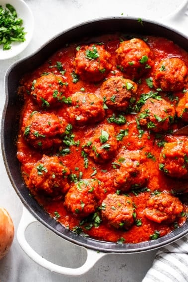 Quick Skillet Meatballs in Sauce {Paleo, Whole30}