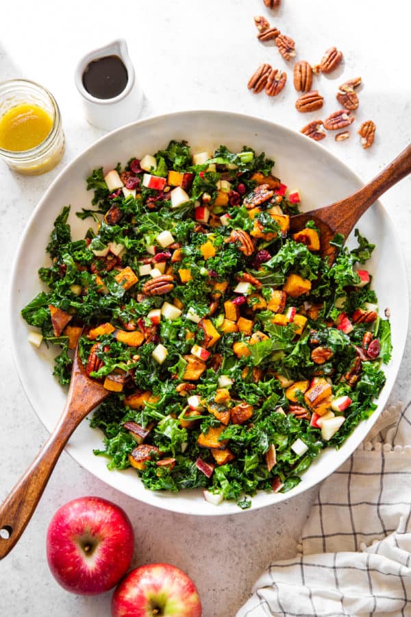 Kale Salad with Roasted Butternut and Maple Cider Vinaigrette