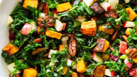 Kale Salad with Roasted Butternut and Maple Cider Vinaigrette