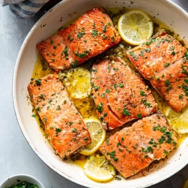 Garlic Lemon Butter Salmon {Paleo, Whole30, Keto}