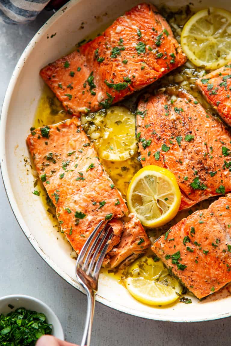 Garlic Lemon Butter Salmon {Paleo, Whole30, Keto}