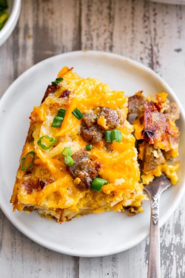 Chicken Sausage Hash Brown Breakfast Casserole {Dairy Free}