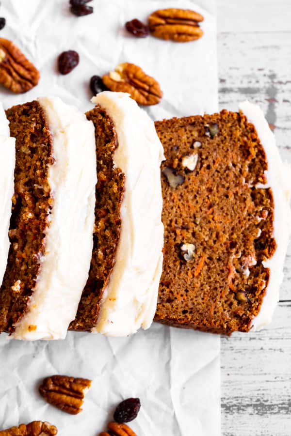 Paleo Carrot Cake Bread with Cream Cheese Frosting