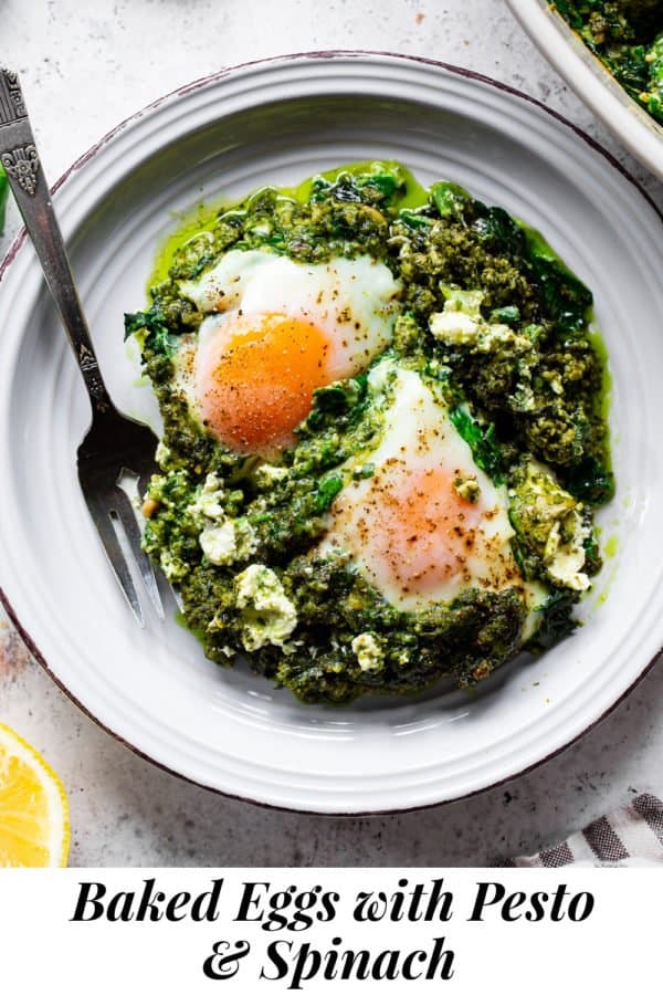 Pesto and Spinach Baked Eggs {Paleo, Whole30, Keto}