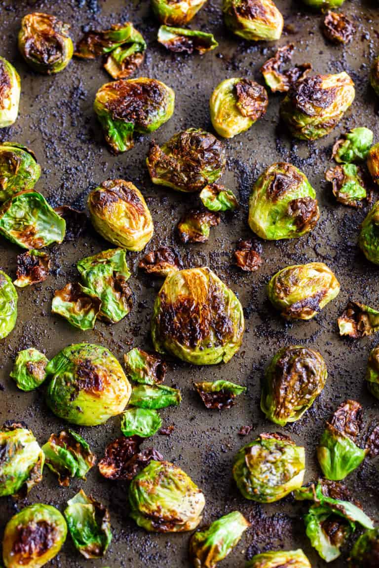 Crispy Smashed Brussels Sprouts with Garlic Dip {Paleo, Whole30}