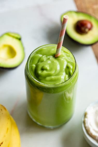 Creamy Avocado Green Smoothie {Paleo, Vegan Option}