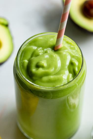 Creamy Avocado Green Smoothie {Paleo, Vegan Option}