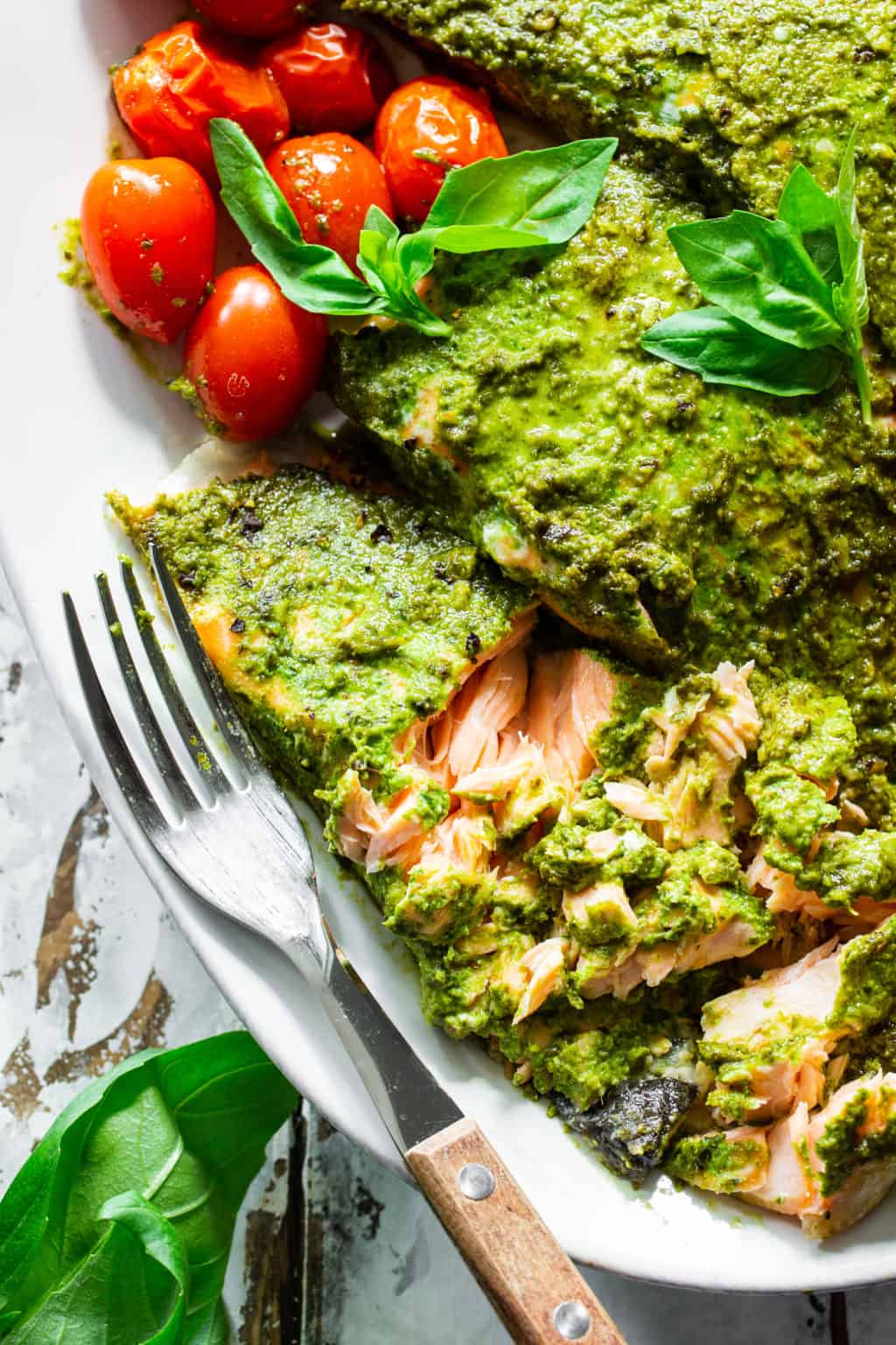 Pesto Baked Salmon {Paleo, Whole30, Keto}