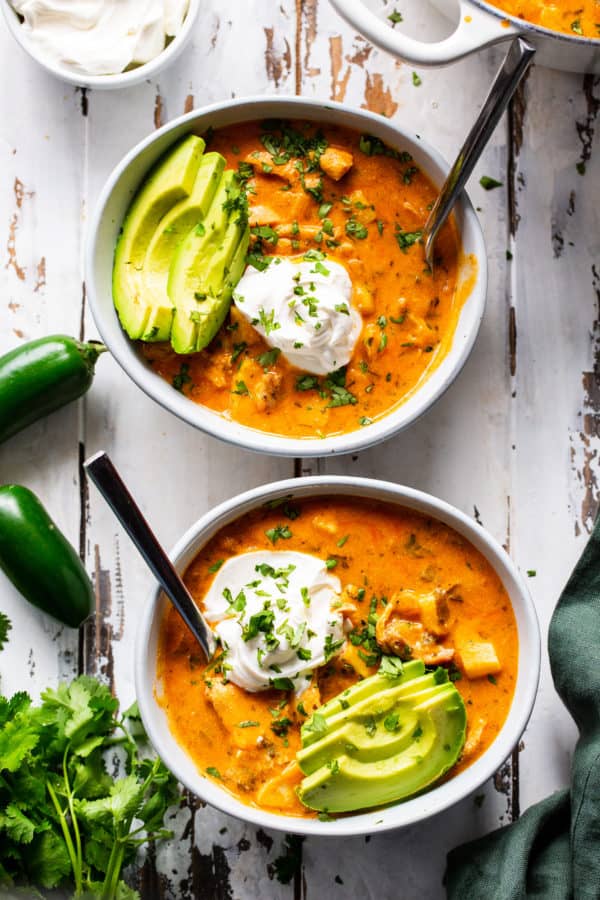 Creamy Buffalo Chicken Chili {Paleo, Whole30}